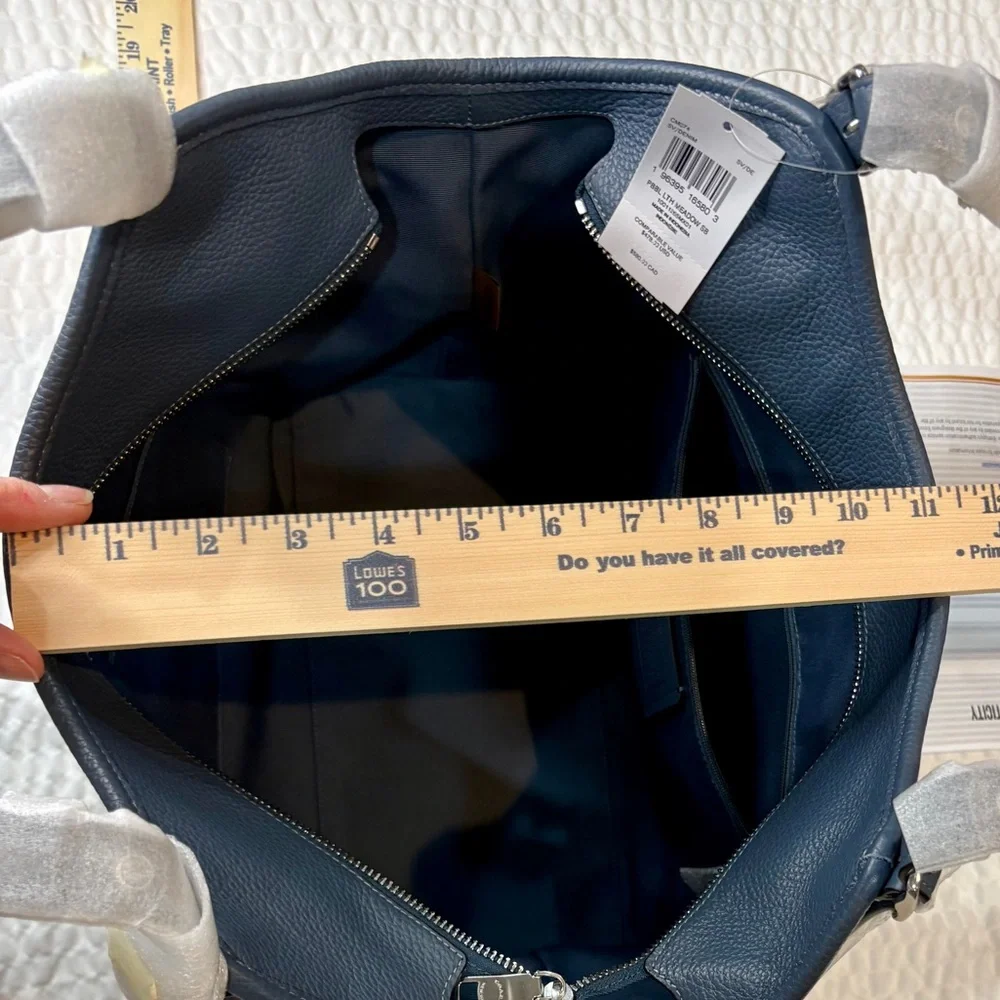 Coach Meadow New with Tags Denim Pebbled Leather Shoulder Bag + authenticity 📝 - Picture 5 of 16